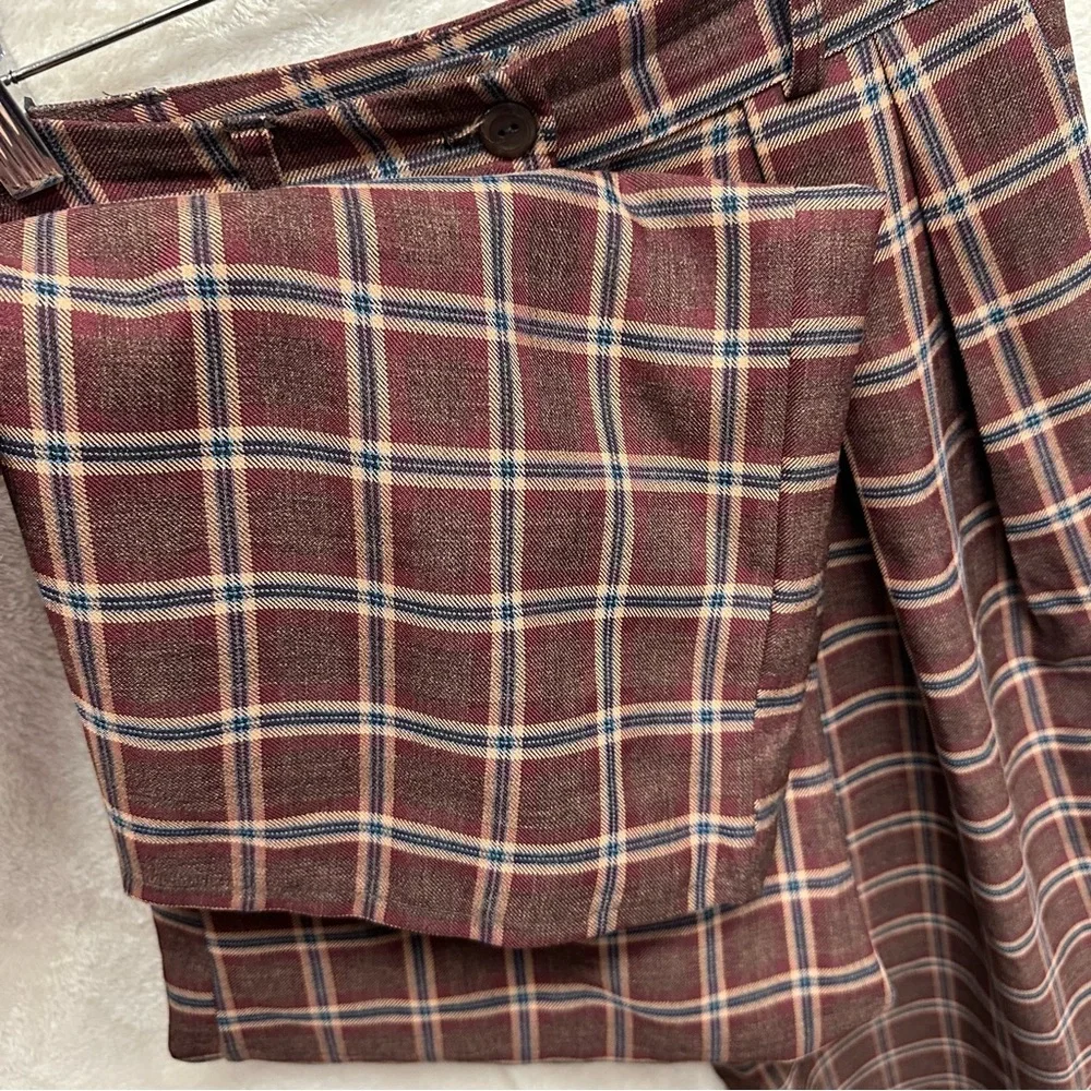 Nasty Gal wide leg trouser red plaid pleated high rise women’s 0 punk grunge - Picture 4 of 9